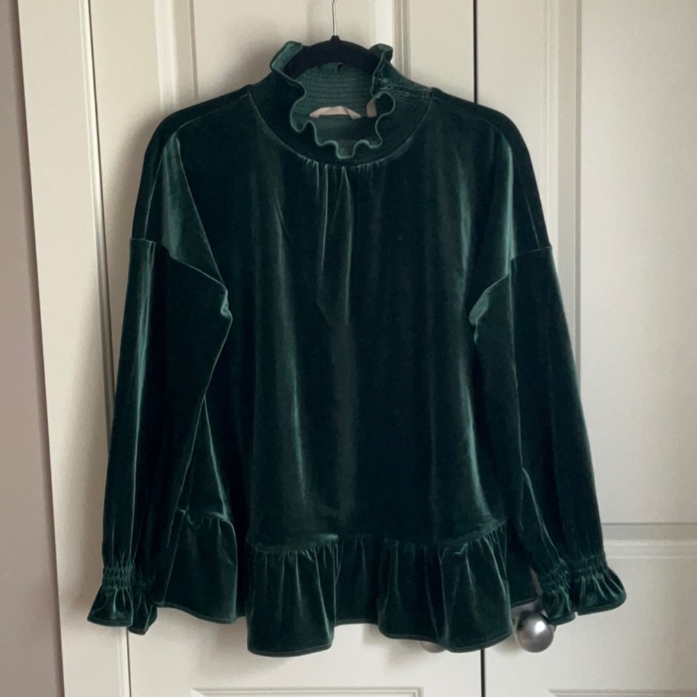 Soft Surroundings Velvet Ruffle Neck